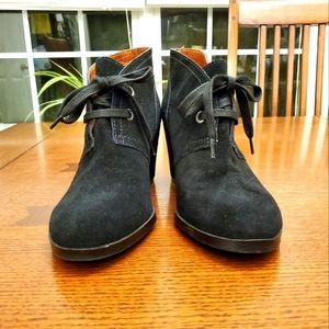 NWT Lucky brand black suede wedge booties | Size 7